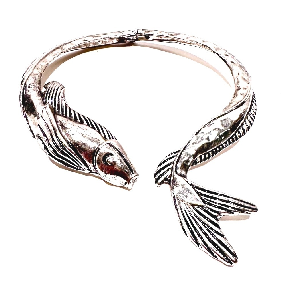Zara Silver Koi Fish Collar Necklace New - Picture 4 of 8